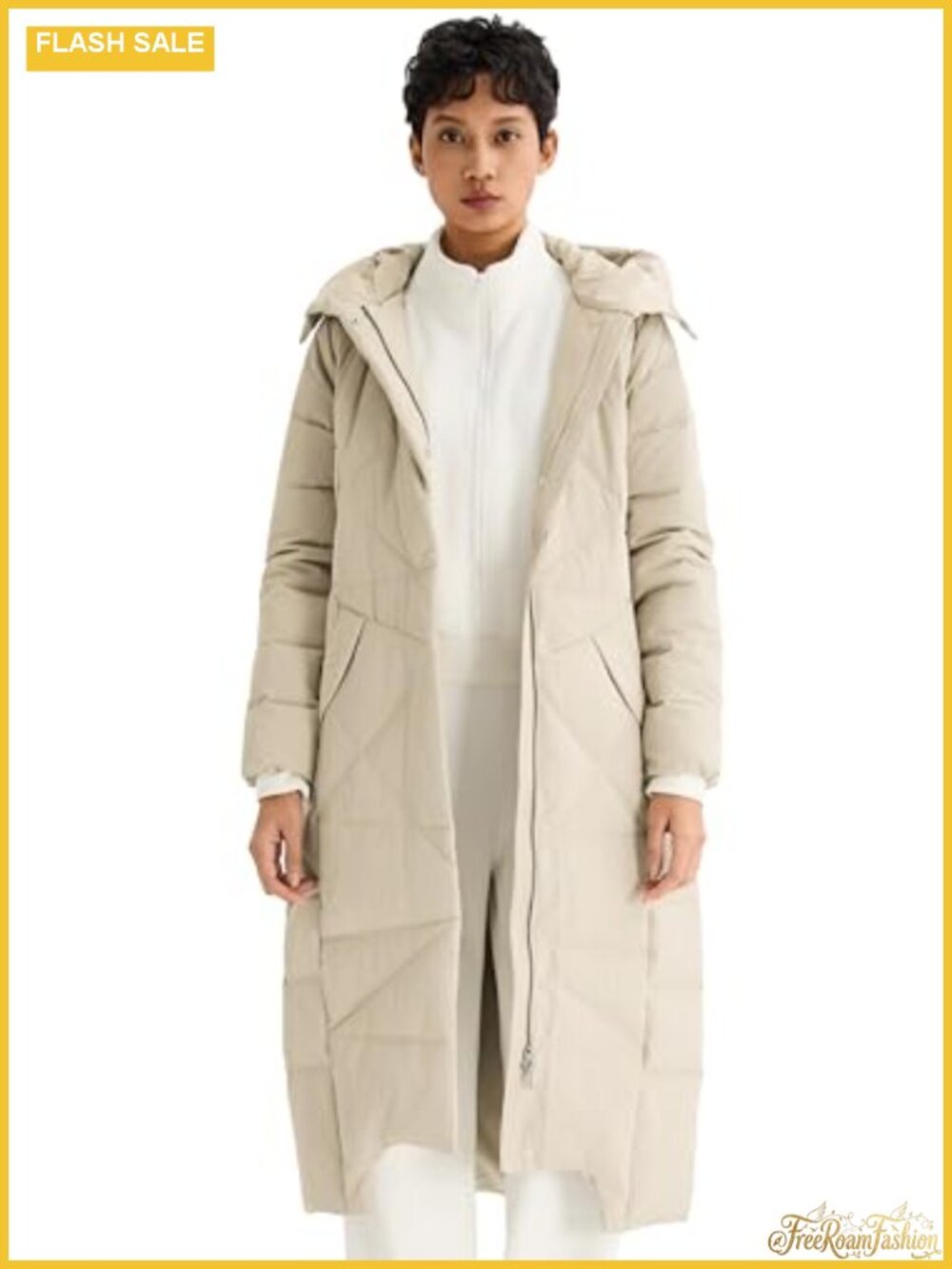 Long Maxi Down Puffer Coat Hooded 700 Fill Power 2-Way Zip Winter Coat
